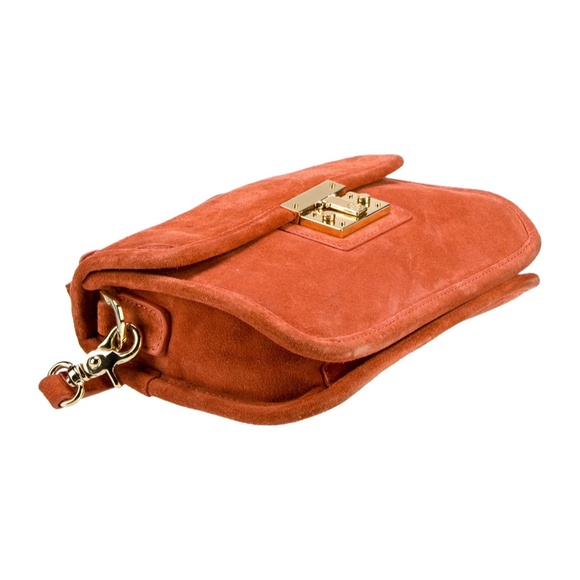 Tory Burch Orange Suede Gold Hardware Top Handle Crossbody Bag Purse - Picture 3 of 16